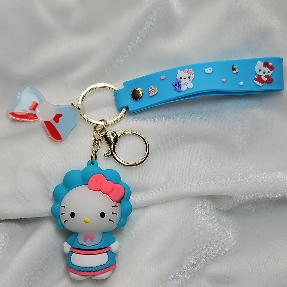 Sanrio Hello Kitty PVC Car Keychain Bag Charm NWOT Blue Wristlet
